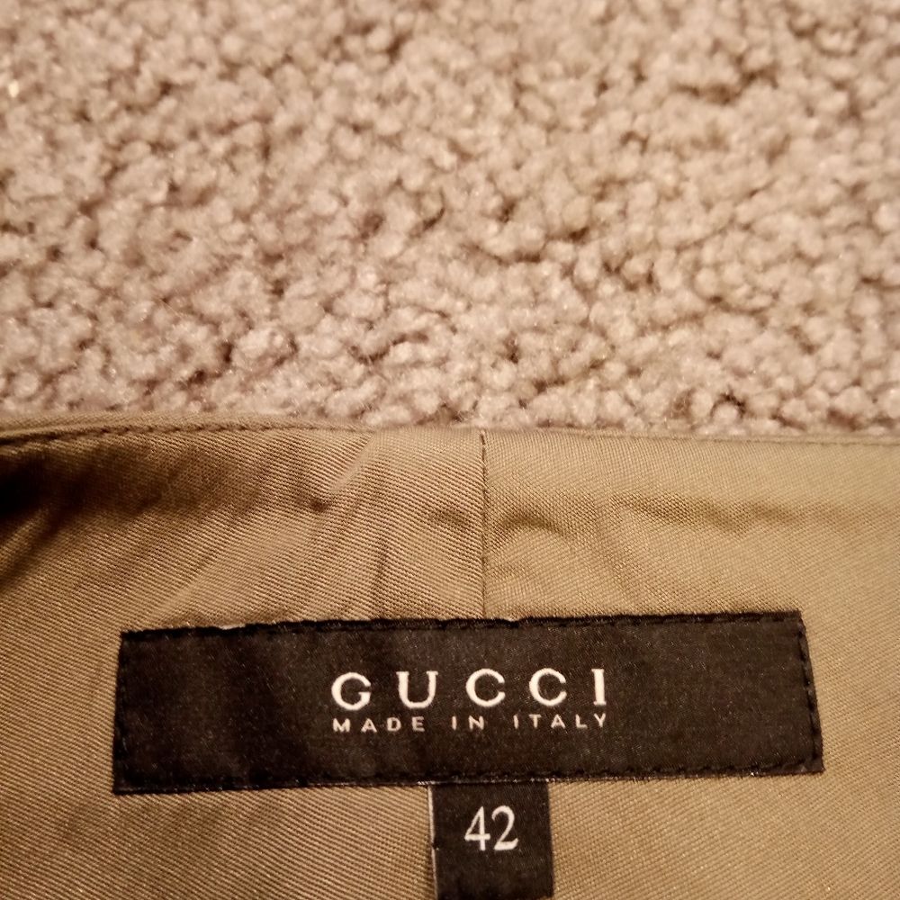 Gucci 100% Silk Olive Green Wrap Tie Mini Dress Skirt sz 42 - Picture 7 of 8